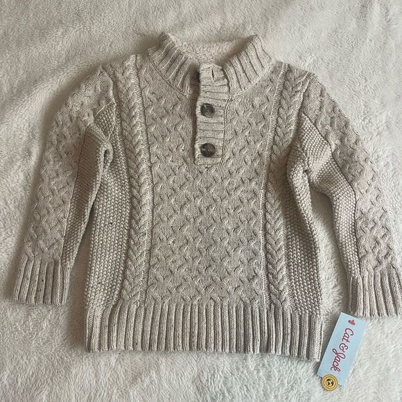 Cat & Jack Other - Cat & Jack Cream Chunky Cable-knit Fleece-lined Sweater Kids Size 4T NWT